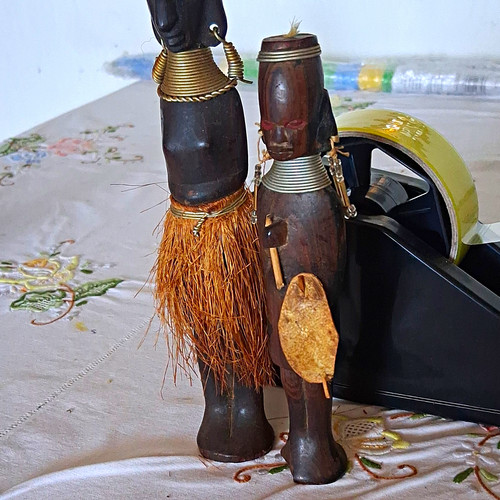 Pair african carved wooden - pair,