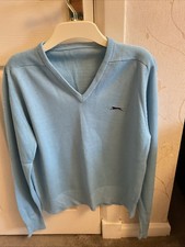 Slazenger Women's V-Neck Jumper In Pale Blue. Size Small / Medium