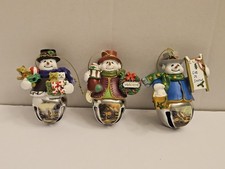 Bradford Exchange Thomas Kinkade Snow-Bell Holidays Ornaments #8 Set Of 3
