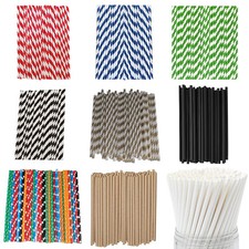 Disposable Paper Drinking Straws Retro Vintage Stripe Party Wedding Birthday