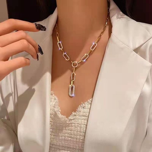 Ladies gold silver long link - gold,
