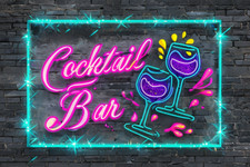 Cocktail Bar Neon Look  Metal