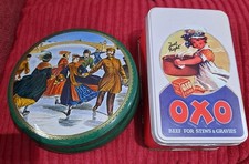 Pair Of Vintage Tins. 1 Rectangular OXO Cubes Storage Tin + 1 Confectionary Tin