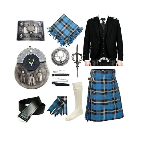 10pcs grey jacket kilt outfit - grey,
