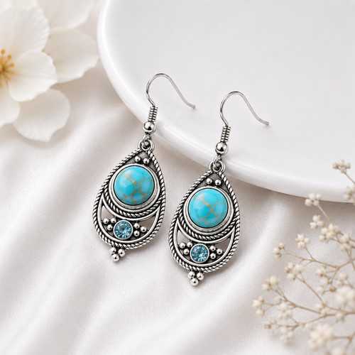 Light blue teardrop dangle - blue,