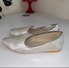 Men's Jutti Shoes for Indian Punjabi Wedding | Silver | UK 9 |