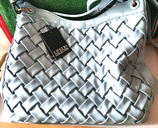 Coveri Collection Blue Plaited Bag with Handles plus Shoulder Strap SALE £16.95