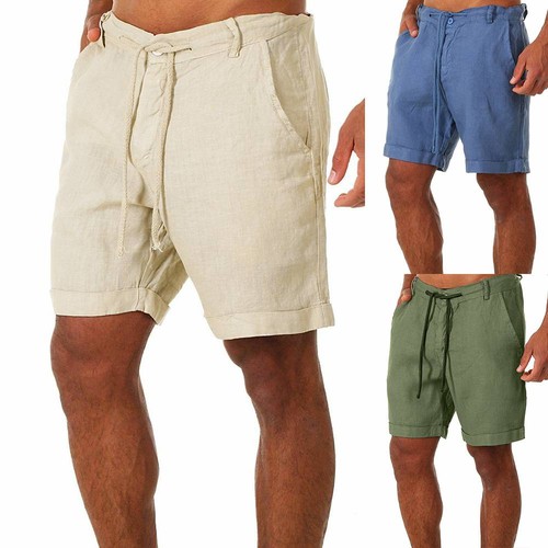 Men cotton linen elastic waist - cotton,