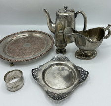 Silver plate bundle Mappin & Webb coffeepot, Gravy Boat, Tray, napkin ring, salt