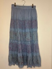 Y2K 90s Jordash maxi skirt one size blue floral lace tiered boho gypsy vintage