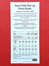 1987 FORD P100 PICK UP PRICE LIST - P100, P100L