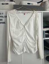 Miss Captain White Long Sleeve Fitted Blouse - UK 14