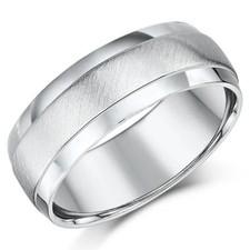 7mm Palladium Wedding Ring D shaped Matt and Polished Band UK Hallmarked 950
