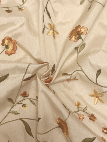 Embroidered faux silk fabric - faux,