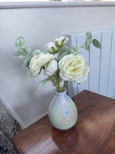 Peony Rose And Eucalyptus Artificial Flowers In Opaque Vase