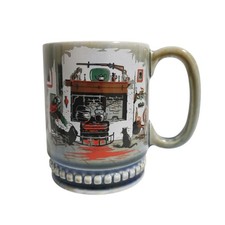 Vintage Wade Ireland Irish Porcelain Mug Fireside Scene Woman And Cat