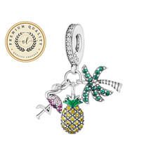 Pineapple, Palm Tree, and Flamingo Charm For Bracelet, Summer Charm