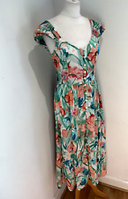 Phool pattern print midi dress 10 12 VGC cotton floral print button front