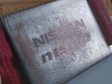 VINTAGE Old Keyring Metal Motor Vehicle Cars Nissan Nisson Red Strap 