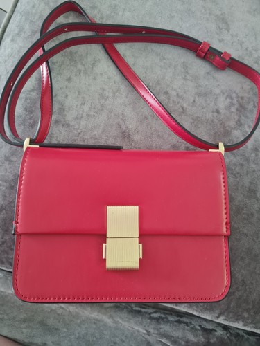 Red faux leather crossbody - m&s,