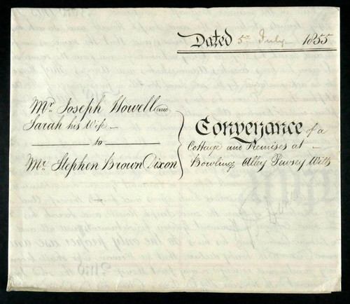 Pewsey bowling alley deed 1855 - pewsey,