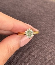 Emerald And Diamond Cluster Ring 18ct Gold