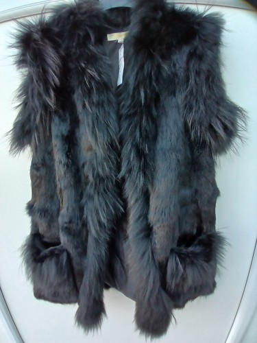 Black fur gilet layers - fur,