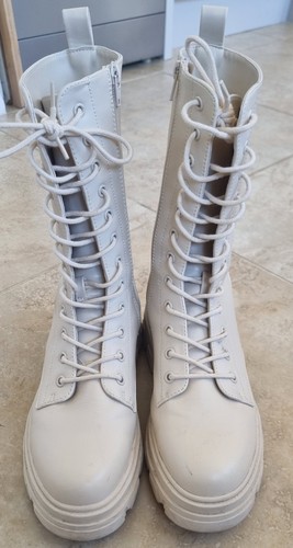 Primark cream zip boots - primark, zip-up