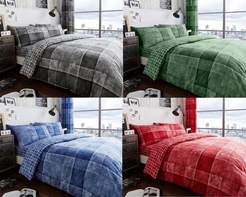 Denim reversible check - denim, duvet