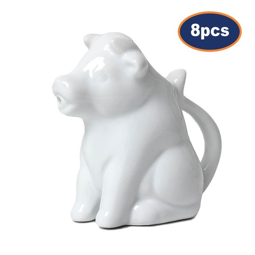 8pcs 50ml porcelain white - white, cow