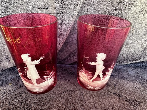 Pair antique cranberry mary - cranberry,