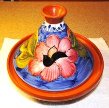 Glazed Hand Painted Clay Tagine Cooking Pot Hand Made in Portugal