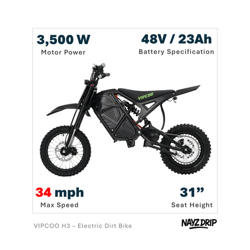 Vipcoo electric dirt bike - vipcoo, h3