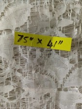 Net Curtains Leaf Design White Width 75"-Drop 41" Slot Top Wire/Rod - Pre-owned