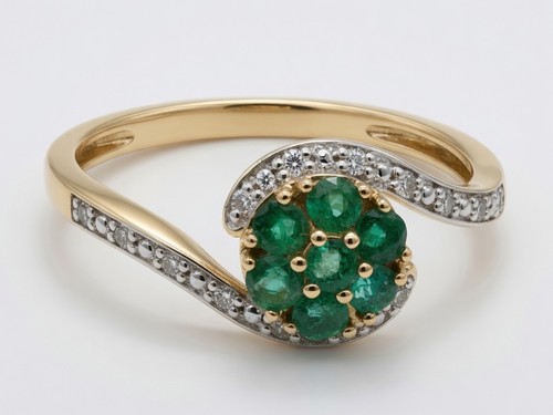 14ct gold emerald diamond - 14ct,