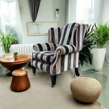 *IMMACULATE* DURESTA DEVONSHIRE HIGH BACK WING ARM CHAIR STRIPED RP £2950