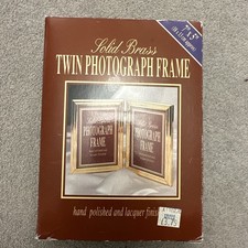 Vintage brass hinged double photo frame freestanding country house home decor