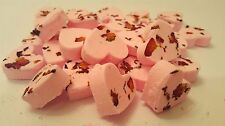 100 X mini heart shaped bath bombs with petals - lots of flavours UK made new