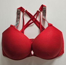 Victoria's Secret Cross Strap Lipstick Red Shine Strap Bikini Top 34DDD