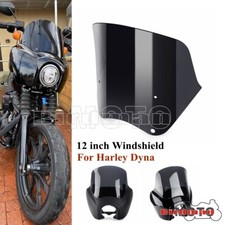 Smoke Windshield For Harley Dyna Street Bob Wide Super Glide 12" Front Fairing 