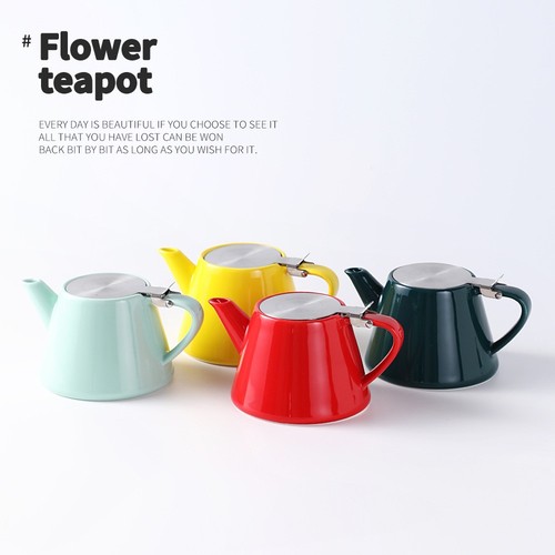 Glazed ceramic teapot with - teapot,