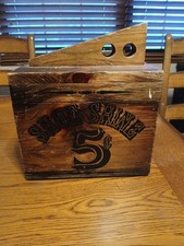 Vintage Wooden Shoe Shine Box Shoe Valet Retro Graphics Shoe Shine 5 cents