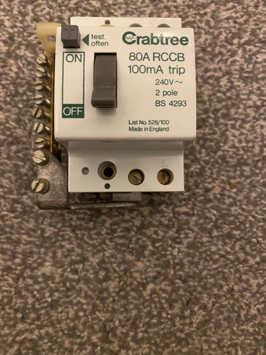 Crabtree 80a 100ma rcd rccb - crabtree,
