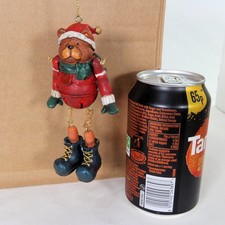 Russ Berrie Bears From The Past Ornament. Xmas Teddy Bear with String Joints.