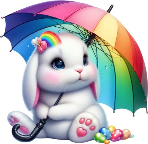 Easter bunny rainbow - rainbow, umbrella