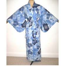 AUTHENTIC JAPANESE YUKATA COTTON KIMONO ADAPTED TO DRESSING GOWN + MATCHING BELT