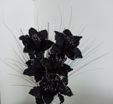 New Style Black Bunch Of 6 Artificial Flowers With Sliver Bloomer For Vase