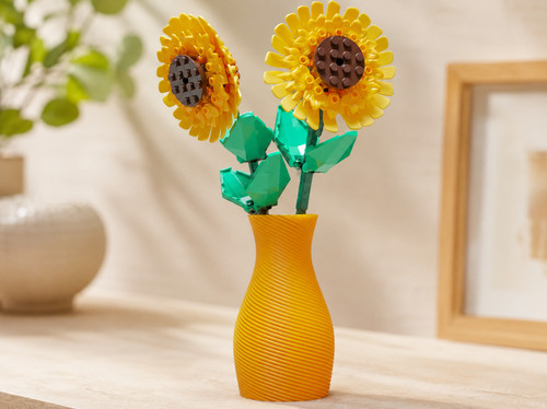 Lego inspired sunflower vase - inspired,