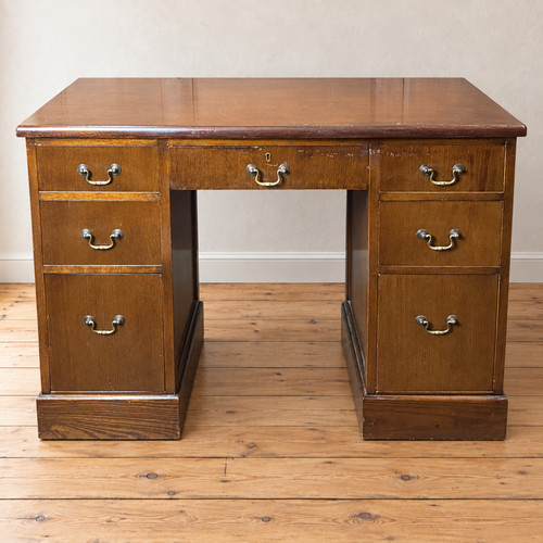 Traditional pedestal desk oak - pedestal,