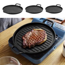 Large Non Stick Cast Iron Griddle Pan Skillet Cooking Plate Hob Stove BBQ Grills